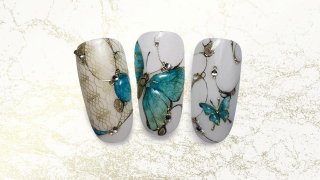 Stamped aquarelle butterflies with crystal stones