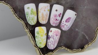 Gradient stamping patterns with crystal stones