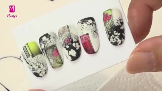 Stamping nail art with colour gel and sticker  - Preview