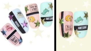 Cute nail art with stickers for childish adults