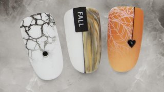Stamping and Spider Gel nail art in autumn mood