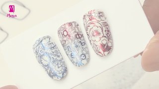 Stamping with Russian motives and mirror powder - Preview