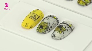 Floral manicure in vivid yellow colour - Preview
