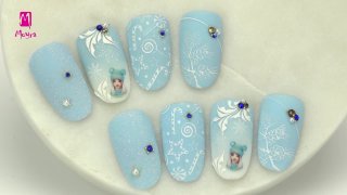 Winter nail art with stickers, painting, stamping - Preview