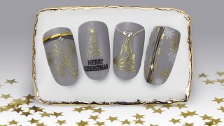 Gold and grey nail art for winter holiday