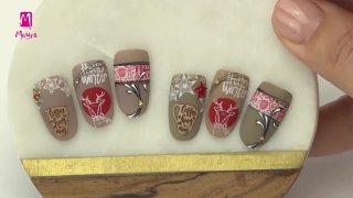 Winter nail stamping with crystal stones - Preview
