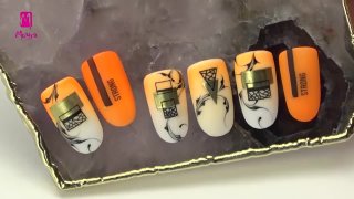 Effected nail art with sticker on ombre base - Preview