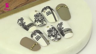 Elegant, lacy nail art with nail stamping - Preview