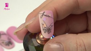 Romantic, stamping nail art with paillettes - Peview