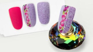 Colorful floral nail art with sticker and stamping