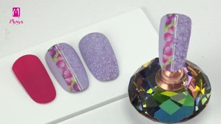 Colorful floral nail art with sticker and stamping - Preview