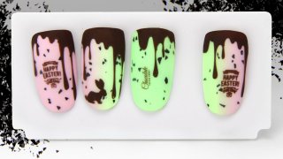 Easter nail art with chocolate egg effect