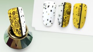 Easter nail decoration with stamping and sticker