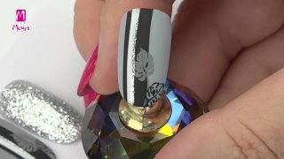 Decorative, striped, glittering nail art - Preview