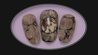 Contoured wood effect nails with stamping