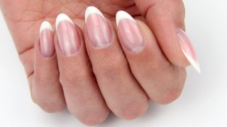 Classic almond shaped French nails