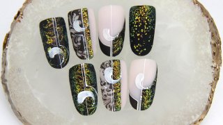 Festive nail art effected with Mermaid glitter
