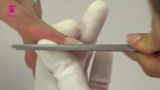 Trendy summer nail art technique in neon shade