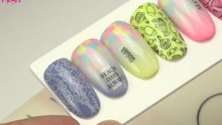 Summer manicure with artfetti, sticker, stamping - Preview