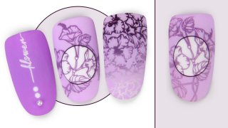 Magnificient flower manicure in purple shade