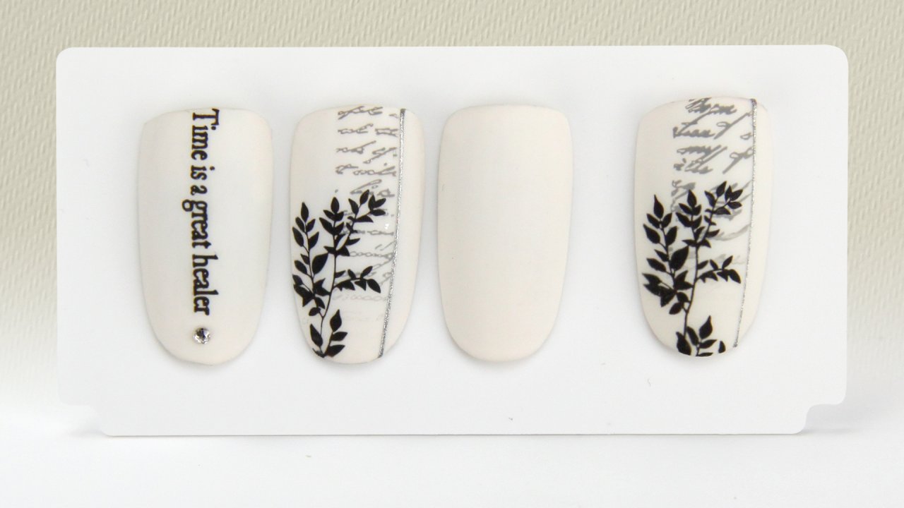 Layered stamping nail art with clean motif