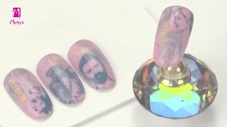 Trendy, multi-step, stamping manicure with faces - Preview