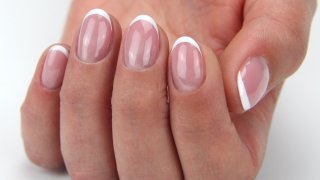 Wonderful salon French nails made with gel polish