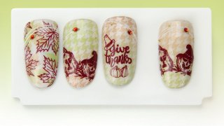 Layered stamping manicure with Halloween pumpkin