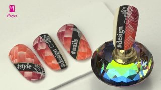 Beautiful, colourful, layered stamping nail art - Preview