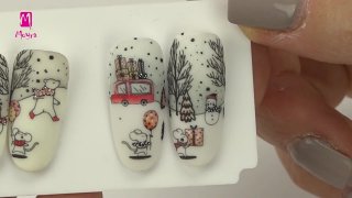 Festive stamping patterns filled with aquarelle - Preview