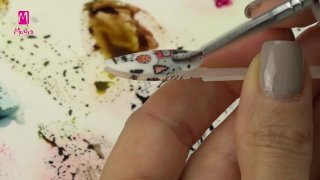 Festive stamping patterns filled with aquarelle