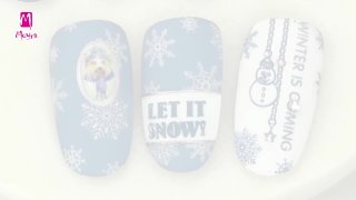 Beautiful stamping winter nail art with sticker - Preview