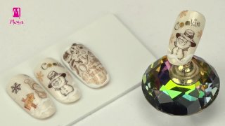 Multi-step stamping, restrained, festive nail art - Preview