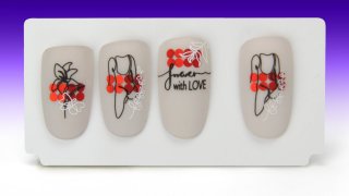 Valentine's Day nail art with stamping, paillettes