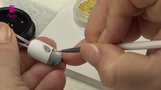 Winter nail art with cone pattern in grey shades