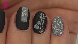Valentine's Day manicure with reflective powder - Preview