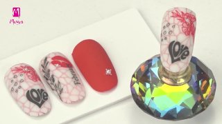 Layered stamping nail art for Valentine's Day - Preview