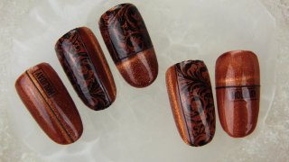 Magnetic nail art in autumn colours
