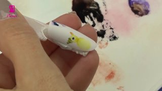Cheerful, aquarelle nail art in spring mood