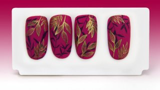 Elegant nail art with golden stamping patterns