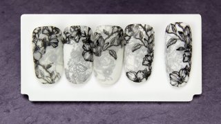 Black and white layered stamping nail art