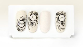 Floral stamping nail art made with masking sticker