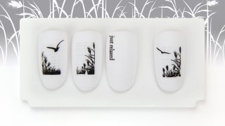 Masking sticker framed nail art inspired by nature