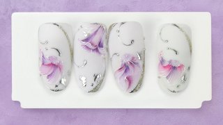 Norka's floral nail art for spring with aquarelle