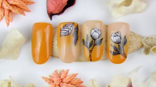 Sticker-like tulip nail art with stamping