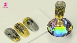 Layered stamping nail art with masking sticker - Preview