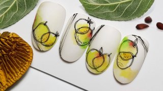 Fruity nail art with stamping and aquarelle