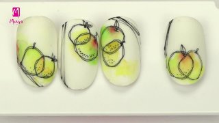 Fruity nail art with stamping and aquarelle - Preview