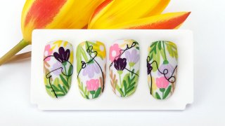 Stamping nail art like colourful flower garden