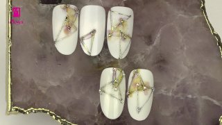 Nail foiled Spider gel motif with aquarelle paint - Preview